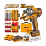 Κατσαβίδι Παλμικό Μπαταρίας 20V Li-Ion 285Nm και 2 Σετ Μύτες Impact COSLI250784E Ingco