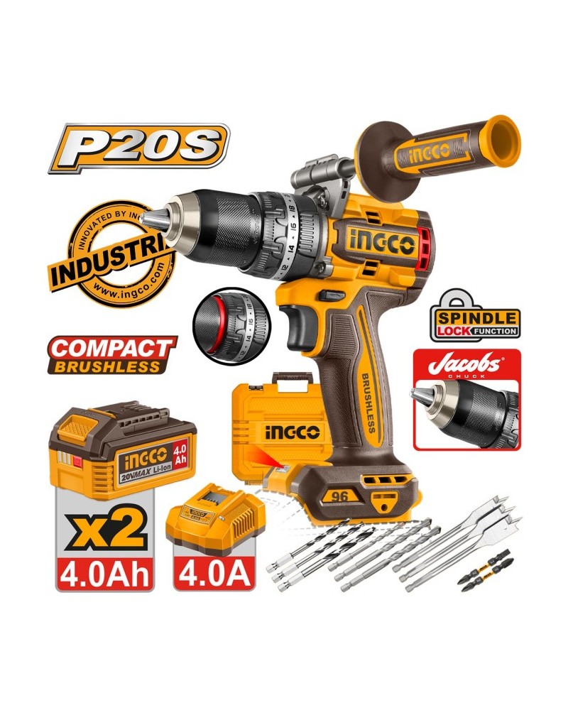 kroustiko-drapanokatsavido-compact-mpatarias-20v-li-ion-96nm-me-jacobs-tsok-cidli209686e-ingco Κρουστικό Δραπανοκατσάβιδο Compact Μπαταρίας 20V Li-Ion 96Nm Με Jacobs Τσοκ CIDLI209686E Ingco - Image 1