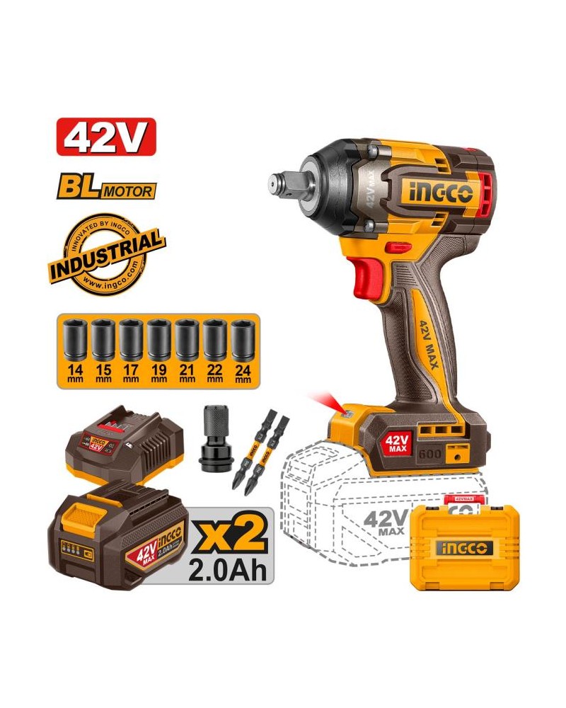 mpoulonokleido-kroustiko-mpatarias-42v-li-ion-600-750nm-ciwli42602e-ingco Μπουλονόκλειδο Κρουστικό Μπαταρίας 42V Li-Ion 600-750Nm CIWLI42602E Ingco - Image 1